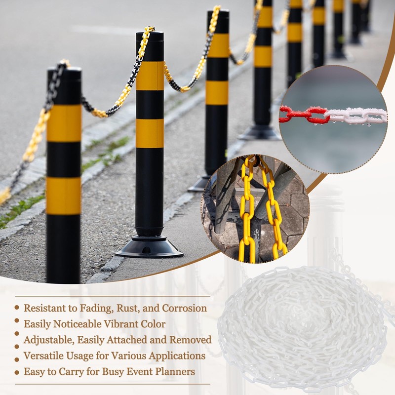 MECCANIXITY Plastic Chain 200 FT/61 M, Safety Chain White Plastic