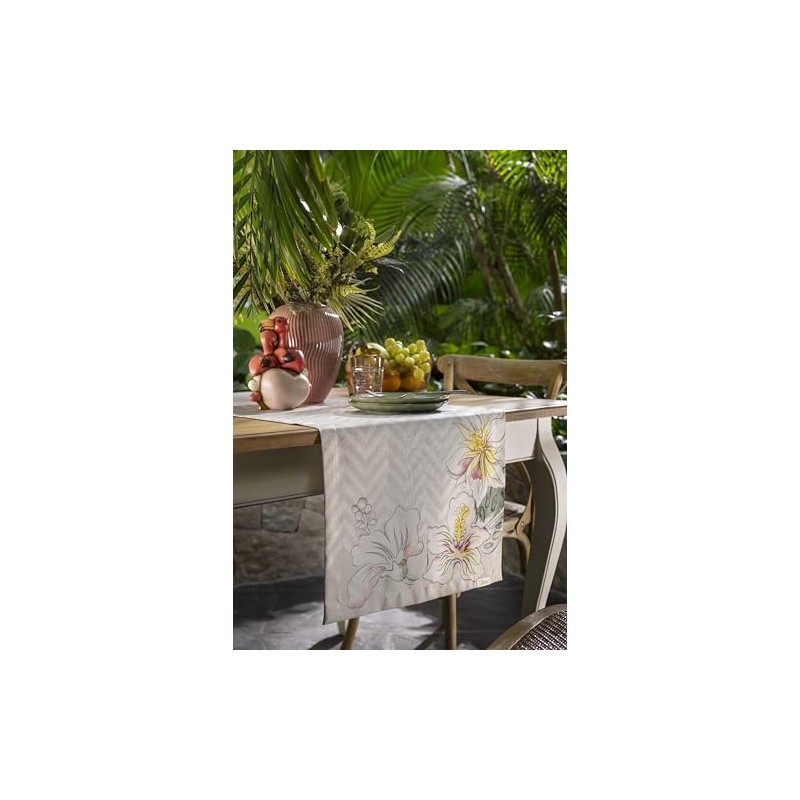 THUN - Runner antimacchia Eleganza Esotica - 100% poliestere, 150x45