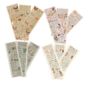 VILLFUL 4sets Vintage Washi Tape of Decorative Plant Butterfly Tapes for Scrapbooking Journaling and Crafts Easy to Tear and Portable Mixed Styles