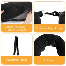 HSLXBY Fillable neck pillow, portable neck pillow, neck pillow travel, neck pillow aircraft, suitable for car trips, multifunctional U-shaped travel neck pillow (black plush)