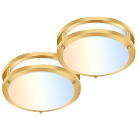 hykolity 13 inch Flush Mount LED Ceiling Light Fixture, 2700K/3000K/3500K/4000K/5000K Adjustable Ceiling Lights, Gold Saturn Dimmable Lighting for Hallway Bathroom or Kitchen ETL Listed