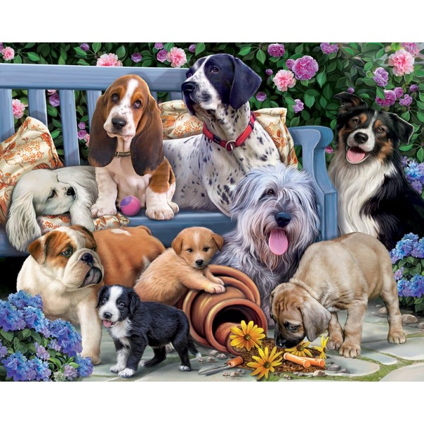 Vermont Christmas Company Dogs on a Bench Jigsaw Puzzle 1000