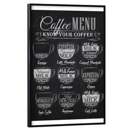 artboxONE Poster with Black Frame 45 x 30 cm Food & Drink Coffee Menu - Know Your Coffee - Picture Coffee