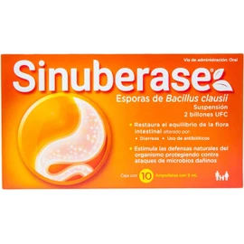 Sinuberase probiotic suspension, Bacillus clausii 2 billion CFU in 10 ampoules
