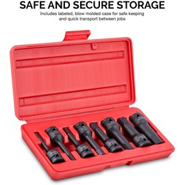 NEIKO 01137B 1/2-Inch-Drive Allen Socket Set, 3-Inch Length, 1/2-Inch Impact Hex-Bit Socket Set, SAE Hex Driver 1/4" to 3/4", CrMo Steel, Impact-Grade, 8-Piece Set