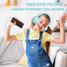 INFURTURE CH3 Kids USB C Headphones for School,Type C Kids Headphones,Wired Boys Girls Headphones with Safe Limiter 94dB,HD Stereo Sound,On/Over Ear Headphones for/Tablet/School/Travel(Green)