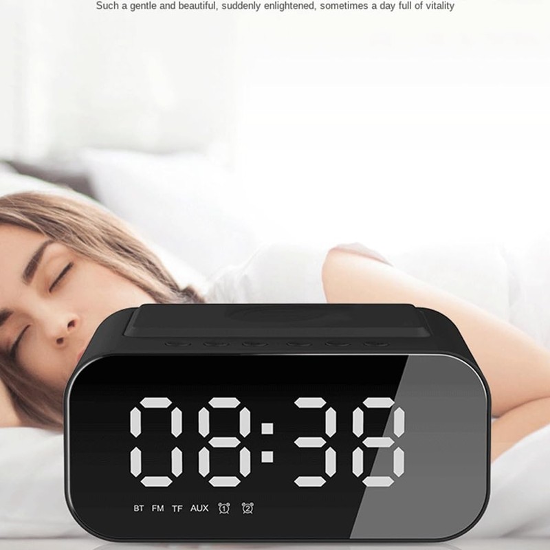 Yjijaiifd Bluetooth 5.0 Wireless Charger Computer Speaker LED Alarm Clock