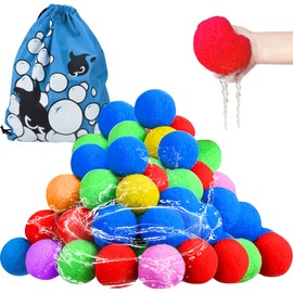 BITOYO Reusable Water Bombs, Pack of 32 Water Battle Balls, Splash Water Balls Made of Cotton, Water Bombs Splash Balls with Bag, Splash Water Bombs for Children Adults Water Fun