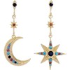 Moon Sun Star Earrings for Women Dainty Long 14K Gold