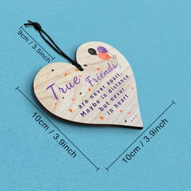 Resmoni True Friends Gift for Best Friendship Miss You Birthday Women, Female, Girls, Special Bestie Small Inspirational Thoughtful Positive Cute Cheer up Motivational Wooden Hanging Heart Plaque