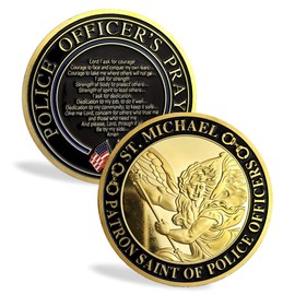 St. Michael Patron Saint Law Enforcement Military Challenge Coin Police Officer Prayer Coin