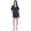 Womens Short Sleeve/Pj/Sleep Shorts Set Button From Pajamas Soft Comfy(Navy