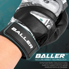 Gorilla Balls Baseball Glove - Unisex Adult & Youth Leather Batting Gloves with Unique $100 Bill Design for Baseball & Softball (Youth Large)