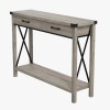 Modern Console Table with 2 Drawers, Long Narrow Sofa Table