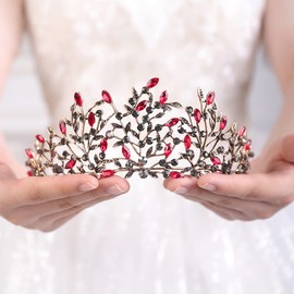 wekicici Wekicici Rhinestone Wedding Crown Crystal Princess Crown Black Pageant Tiara Birthday Party Prom Queen Crowns Headband suitable weki-1-crown-9-red 0