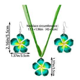 CWVHQ 2 Pairs Bohemian Flower Earrings Hawaiian Plumeria Earrings Necklace Set Bohemia Tropical Flower Dangle Earrings Beach Party Accessories for Women Gifts (style-4)