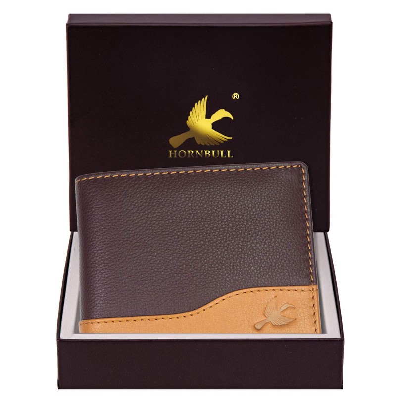 HORNBULL Buttler Mens Genuine Leather RFID Blocking Wallet, brown, Casual