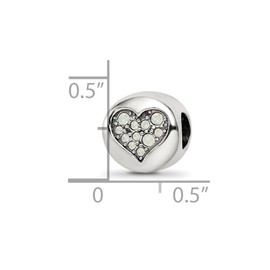 10.91mm 925 Sterling Silver Polished Reflections June Crystal Clarity Love Heart Bead-Bead Charm Pendant Necklace for Women