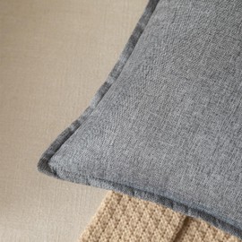 YAERTUN Pack of 2 Decorative Linen Soild Cushion Covers Farmhouse Neutral Throw Pillow Cases for Chair Couch Sofa Bedroom Living Room Home Decor 16 x 16 Inch 40x40 cm Gray
