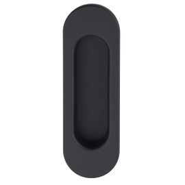 JUVA Shell Handle Sliding Door Inlet Handle Oval Sliding Door Handle Black Matt – Model FI10005 | 125 x 40 mm | Antique Furniture Handle for Inlet | 1 Piece - Door Handle Vintage with Screws - Trough