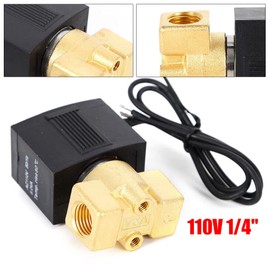 1/4 Inch NPT 12V/24V/110V/220V Brass Electric Solenoid Valve, Electric Solenoid Valve Water Oil Air Gas Welders Normally Closed 0-145 PSI Normally Closed Water, Air, Diesel