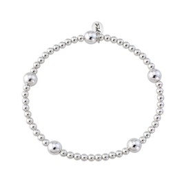 Trink Brand Boho Sterling Silver Beaded Charm Bracelet Large and Small Beads