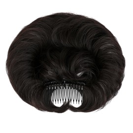 FeidyLong Messy Bun Hair Piece Hair Bun Side Comb Clip in Wavy Hairpiece Dark Brown Versatile Adjustable Styles Tousle Updo Chignon for Women Girls