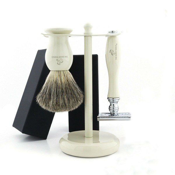 Classic Wet Razor Set with Safety Razor and Badger Hair