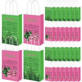 24 Pack Green and Pink Popular Musical Paper Bags Witch Goodie Bags Party Favors Pink Green Castle Fantasy Paper Bag for Girl Women Birthday Party Supplies Decorations