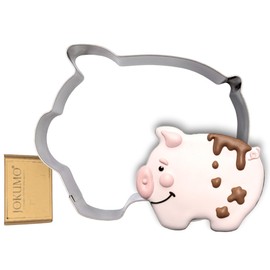 JOKUMO Cute Pig Cookie Cutter 4” Large Animal Shape Cookie Cutter Mold - 18/0 Stainless Steel