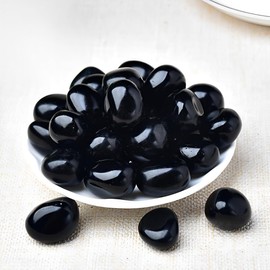12PCS Natural Black Obsidian Crystal Stone,Polished Stone Set,Black Stones Bulk,for Healing, Yoga,Reiki, Meditation, Witchcraft and Home Decor (black)