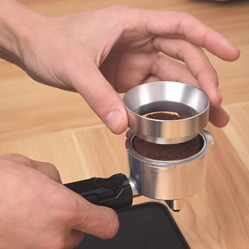 58mm Magnetic Dosing Funnel, Silver Brewing Coffee Tamper Powder Tool,
