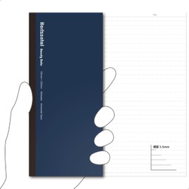 (Carry Like a Smartphone) Horizontal Pattern Handy Notebook, Opens Horizontally, Expands to B5, Patent Binding, 3.6 x 8.0 inches (91 x 202 mm), Made in Japan, Standard Model (Horizontal Ruled) Indigo)