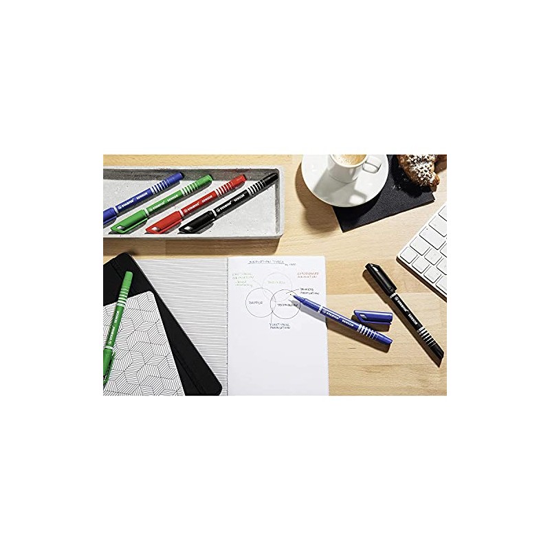 Stabilo Fine Tip Sensor Fineliner Pen - Black (Pack of