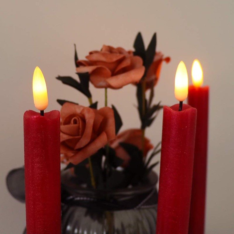 Wondise Flameless Taper Candles with Timer, Battery Operated Real Wax