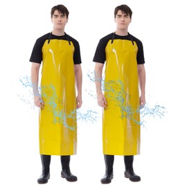 VICOGARAD 2 Pack Heavy Duty Vinyl Waterproof Apron 47 Inch, Oil & Chemical Resistant Work Apron for Unisex Adult, Extra Long PVC Aprons with Adjustable Bib for Dishwashing, Dog Grooming, Butcher, Lab