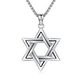 Seiyang Star of David Necklace for Men, 925 Sterling Silver Hebrew Star of David Pendant Necklace, Collar De La Estrella De David Jewish Star Pendant, Jewish Jewelry Hebrew Gifts for Men