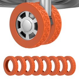 8Pcs Luggage Wheel Covers,Silicone Suitcase Cover for 2-2.4'' Spinner Wheel, Carry On Luggage Wheels Protector,Upgrade Suitcase Wheels Protective,Essential Travel Accessories(Orange-F)