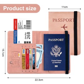 Souvik Passport Holder with RFID Blocker, Secure Passport Case for Passport, Credit Cards and IDs, Ideal for Travel and Everyday Use, pink, Contemporary