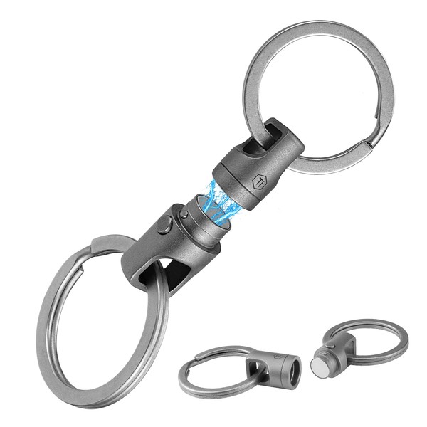 Magnetic Titanium Quick Release Keyring, Double-Ended Rotating Key Ring Made