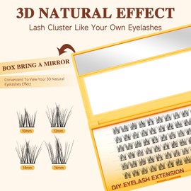 QUEWEL Lash Clusters 60Pcs Eyelash Clusters 12mm 3D DIY Lash Extensions Soft and Fluffy Cluster Lashes Easily Create Natural Effects At Home(LTM02-12mm)