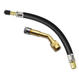 QZTYTY 2PCS Tire Valve Extension, Valve Adapter, 135 Degree Brass Valve Stem Extension with Tire Inflator Hose Adapter, Universal Auto Exterior Accessories Suitable for Cars Truck Bike (135 Degree)