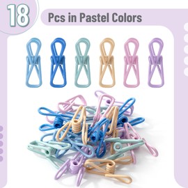 Mr. Pen- PVC-Coated Utility Clips, 2 Inch, 18 Pack, Colorful, PVC-Coated Steel Chip Bag Clips for Sealing Food, Paper Holder, Clothesline Clip for Laundry Hanging, Kitchen Bags, Clothes Pins