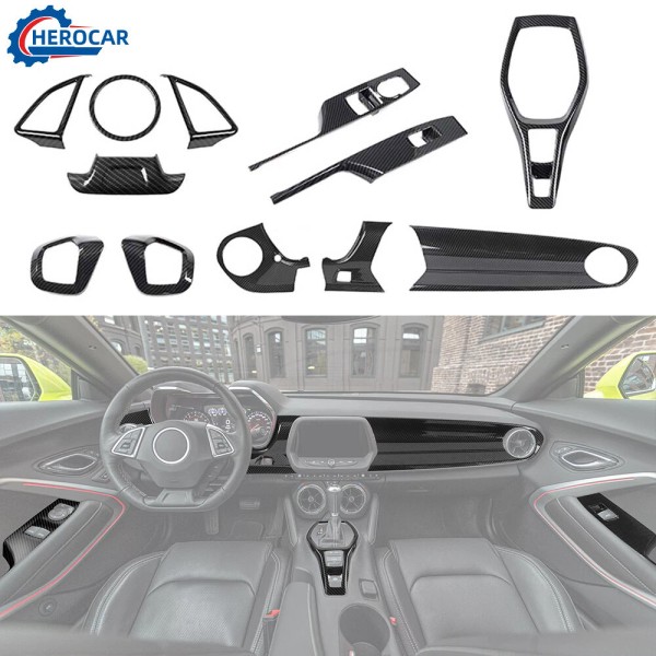 Aftermarket Branded 12PCS CARBON FIBER CAR DASH CONSOLE PANEL COVER