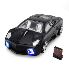 Jinfili mouse inalámbrico para coche deportivo de 2,4 GHz, óptico, fresco, 1600 DPI, 3D, USB, inalámbrico, para juegos, para PC, laptop, Windows 10