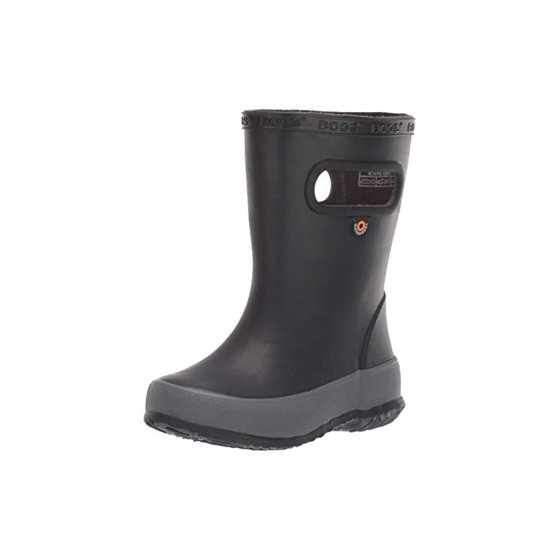 BOGS Kids Skipper Waterproof Rain Boot, Solid Black, 4 Toddler