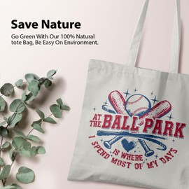 Veqzc Retro Baseball Tote Bag, Baseball Lovers Fans Players Mom Gifts Canvas Tote Bags for Women, Sports Lovers Gifts Reusable Grocery Shopping Bag