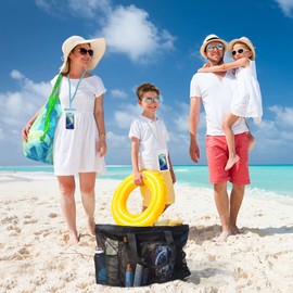 AYUBOC Mesh Beach Bag [Family Set] Extra Large Beach Tote Bag with Zipper Foldable Beach Toy Bag For Sand Toys & Women Beach Vacation Essentials