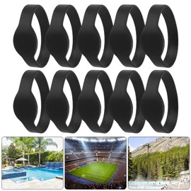 Tarjeta de Control de Acceso Pulsera RFID, 10 Piezas Pulsera RFID de 13,56 Mhz Pulsera de Silicona Tarjeta IC Impermeable, para Sala de Sauna de Piscina (Negro)