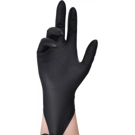 GP CRAFT 100 pcs Heavy Duty Mechanic Nitrile Black/Orange Disposable 8 MIL Diamond Gloves - XL+, Black